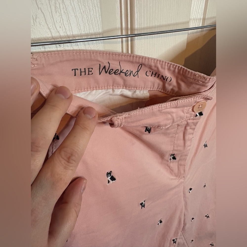 Talbots The Weekend Chino – Pink Frenchie Dog Embroidered | Size 14 Petite - Picture 5 of 11